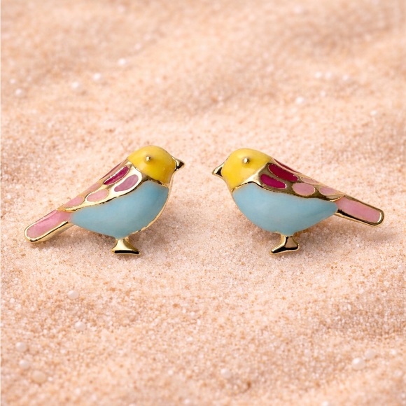 Anthropologie Jewelry - Petite Love Birds Enamel Stud Earrings